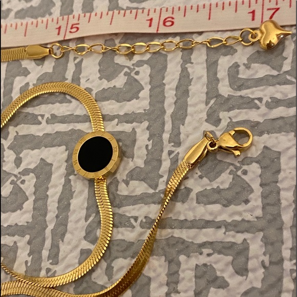 18k Gold Roman Numeral Flat Snake Necklace - Picture 3 of 7